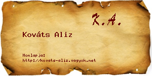 Kováts Aliz névjegykártya